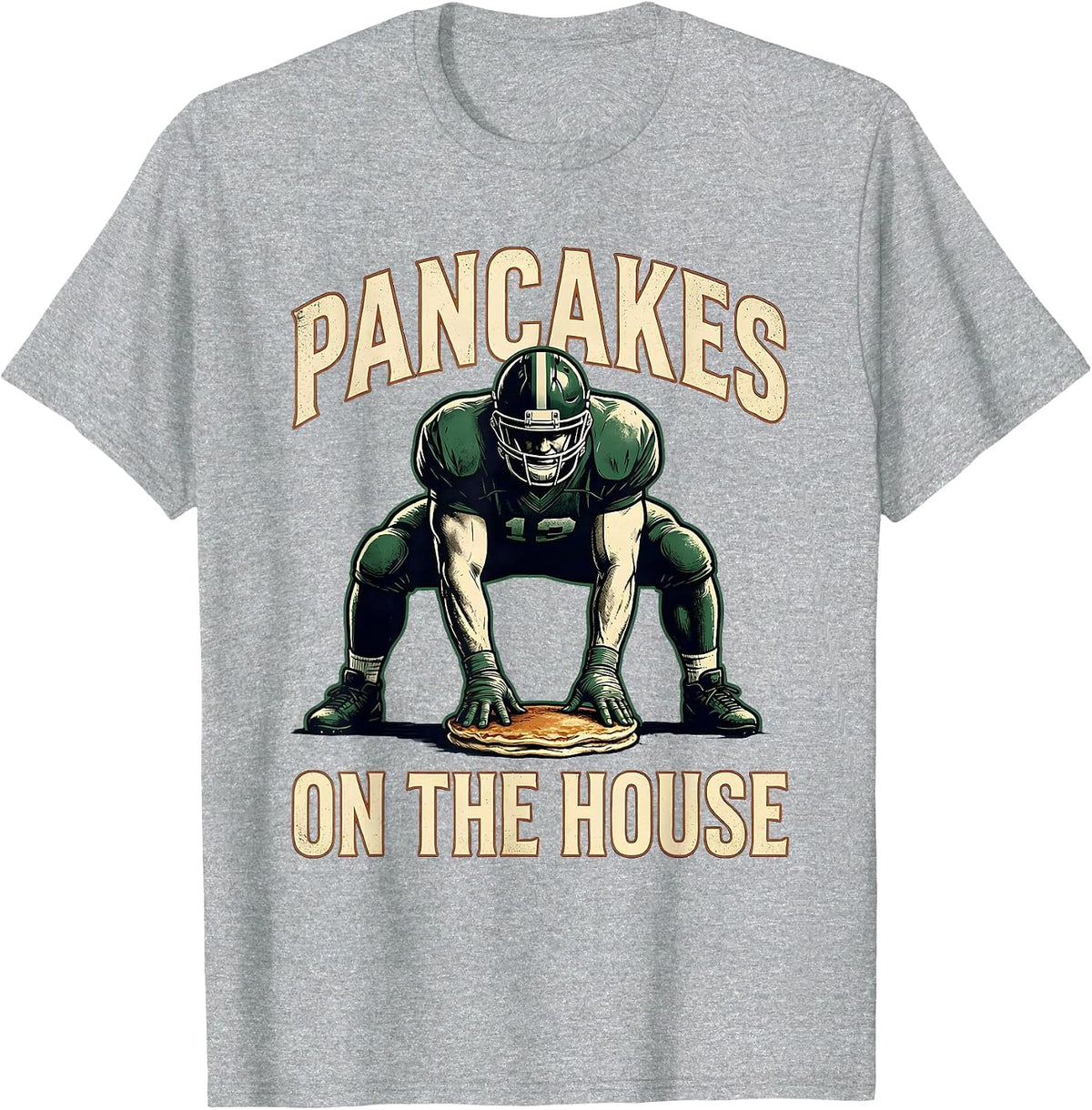 Pancakes On The House Vintage Football Lineman Game-Day T-Shirt, Men, Heather Grey, 3X-Large - As Pictured