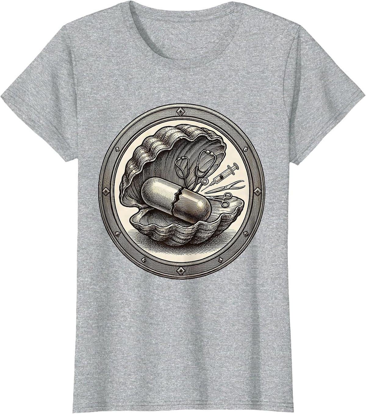 Medical Assistant Pill Capsule Tools Graphic T-Shirt - Heather Grey
