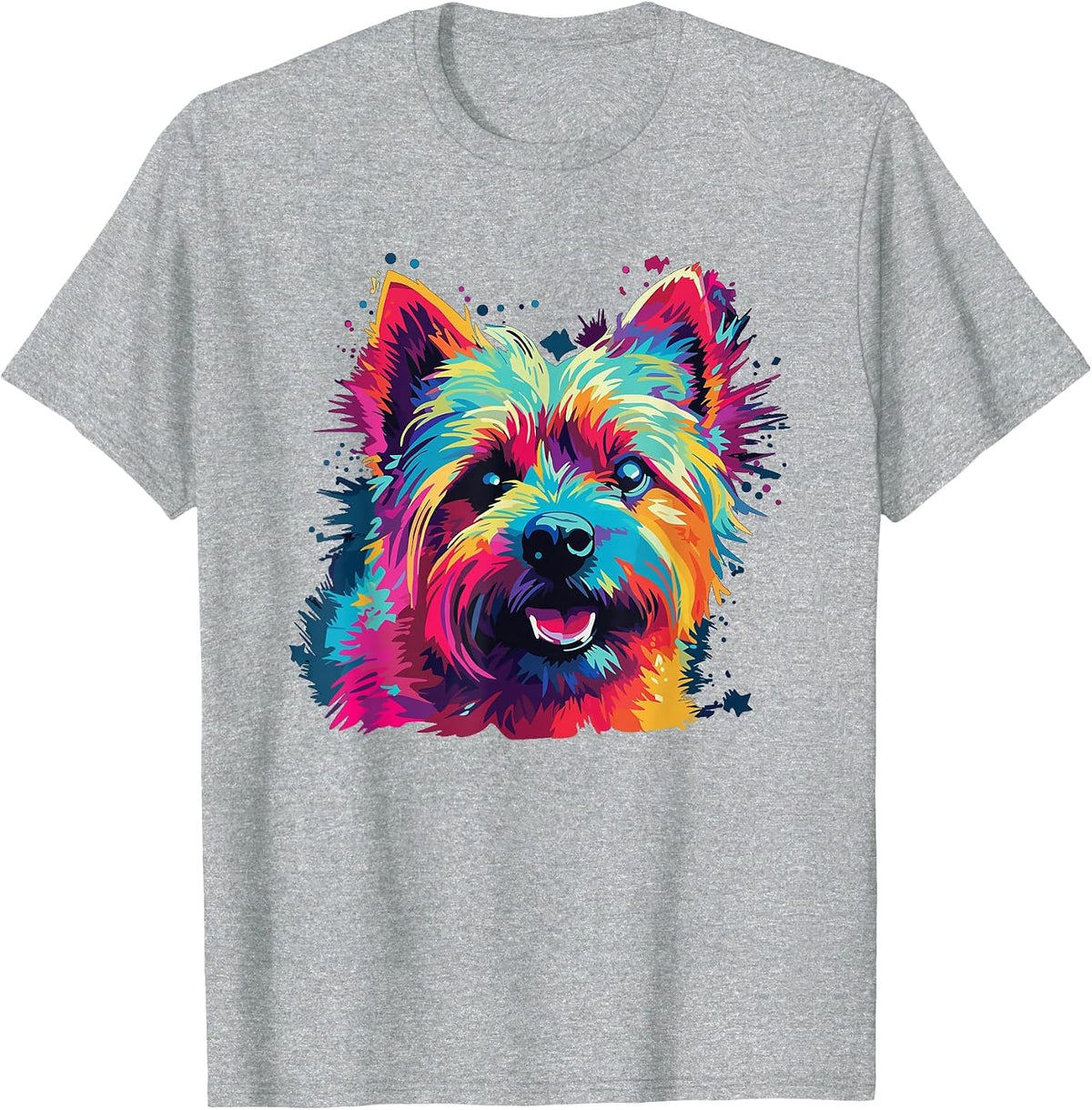 Watercolor Colorful Norwich Terrier Dog T-Shirt - Heather Grey