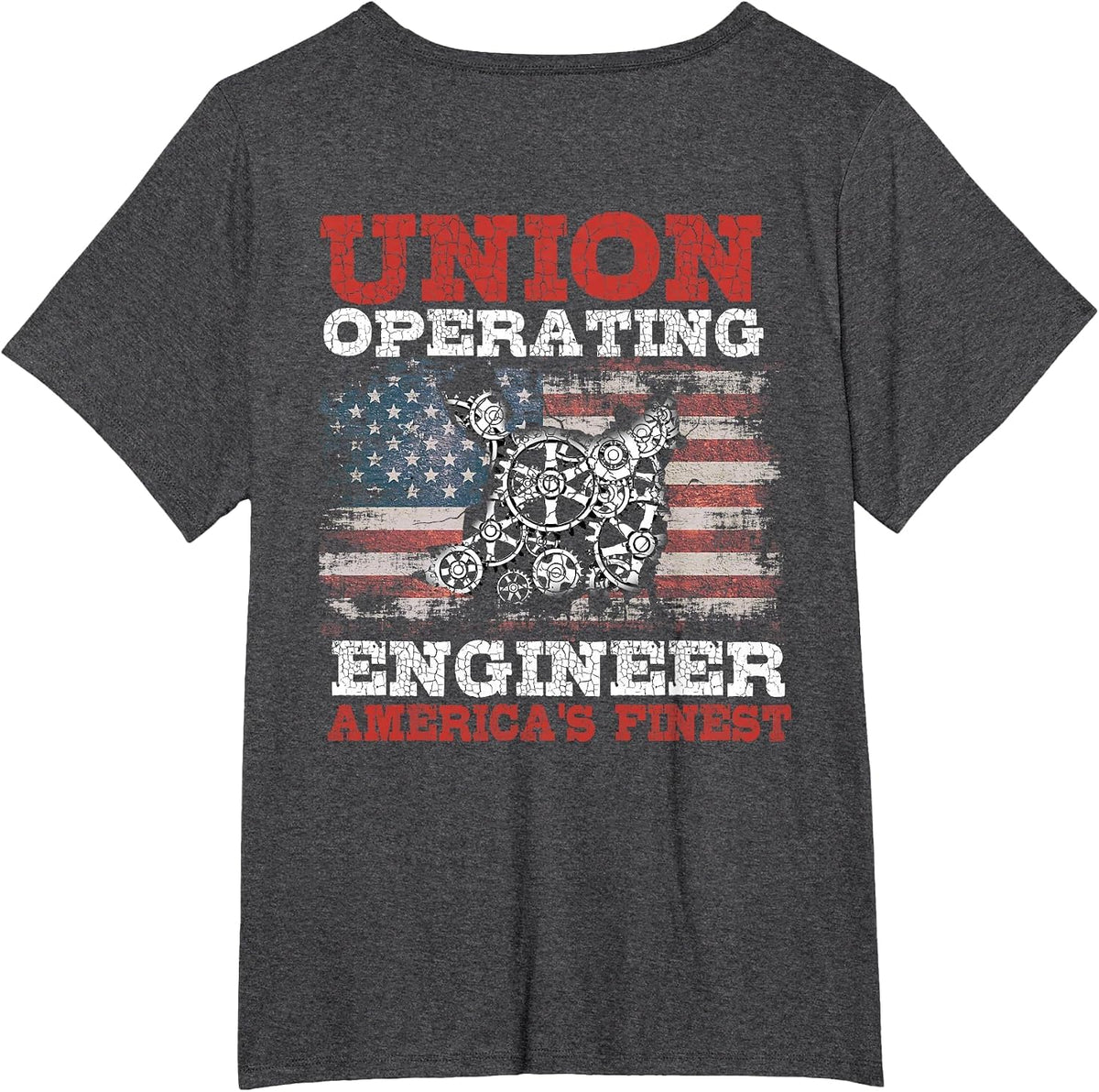 Operating Engineers Design On Back of Clothing T-Shirt - Dark Heather Grey