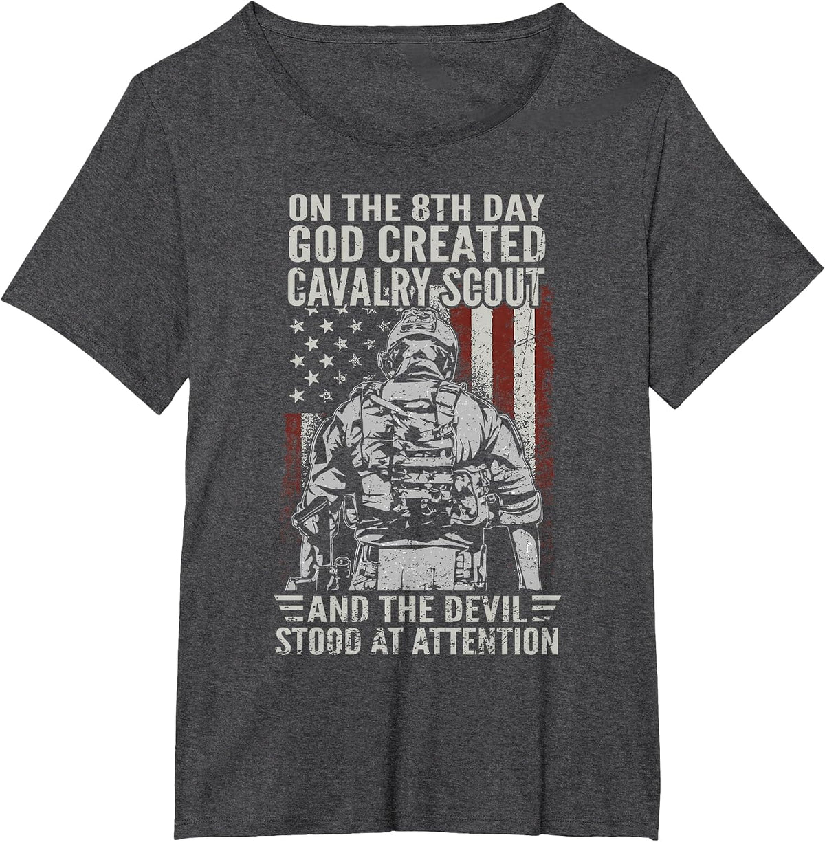 On The 8th Day God Created Cavalry Scout US Veteran T-Shirt - Dark Heather Grey