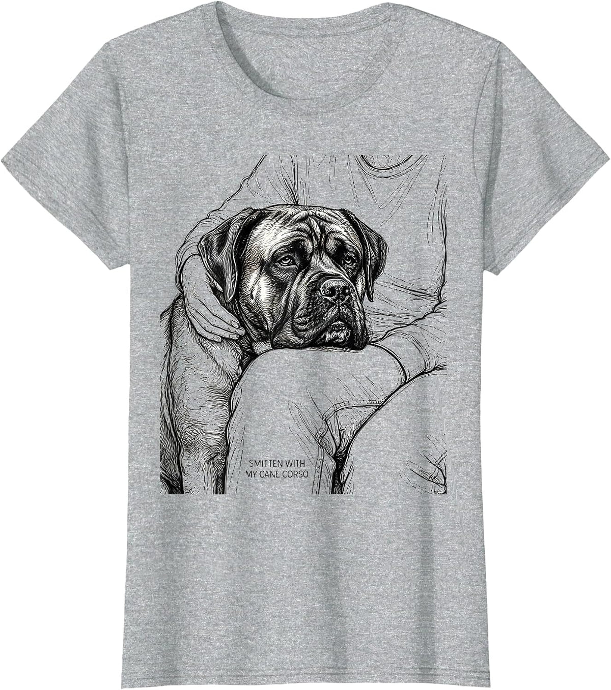 Smitten With My Cane Corso Funny Dog Owner Pet Lover Humor T-Shirt - Heather Grey