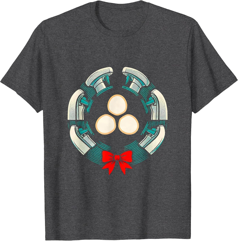 Men's Radiotherapy Tech Christmas Badge Humor T-Shirt - Dark Heather Grey