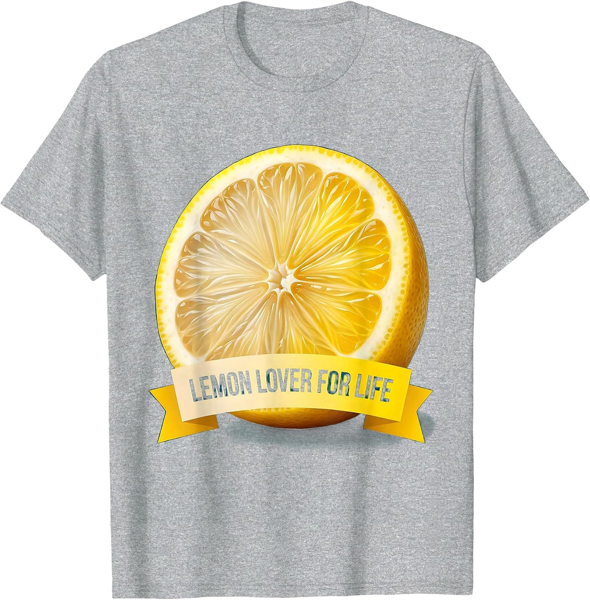 Men's Lemon Lover For Life Citrus Graphic Design T-Shirt - Heather Grey