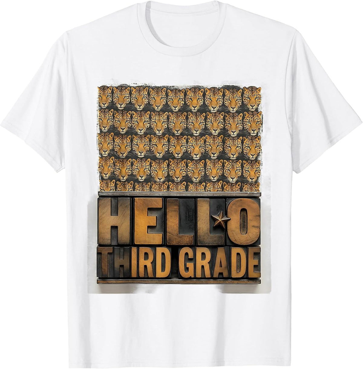 Hello Third Grade Leopard Teacher Student Back To School T-Shirt - White