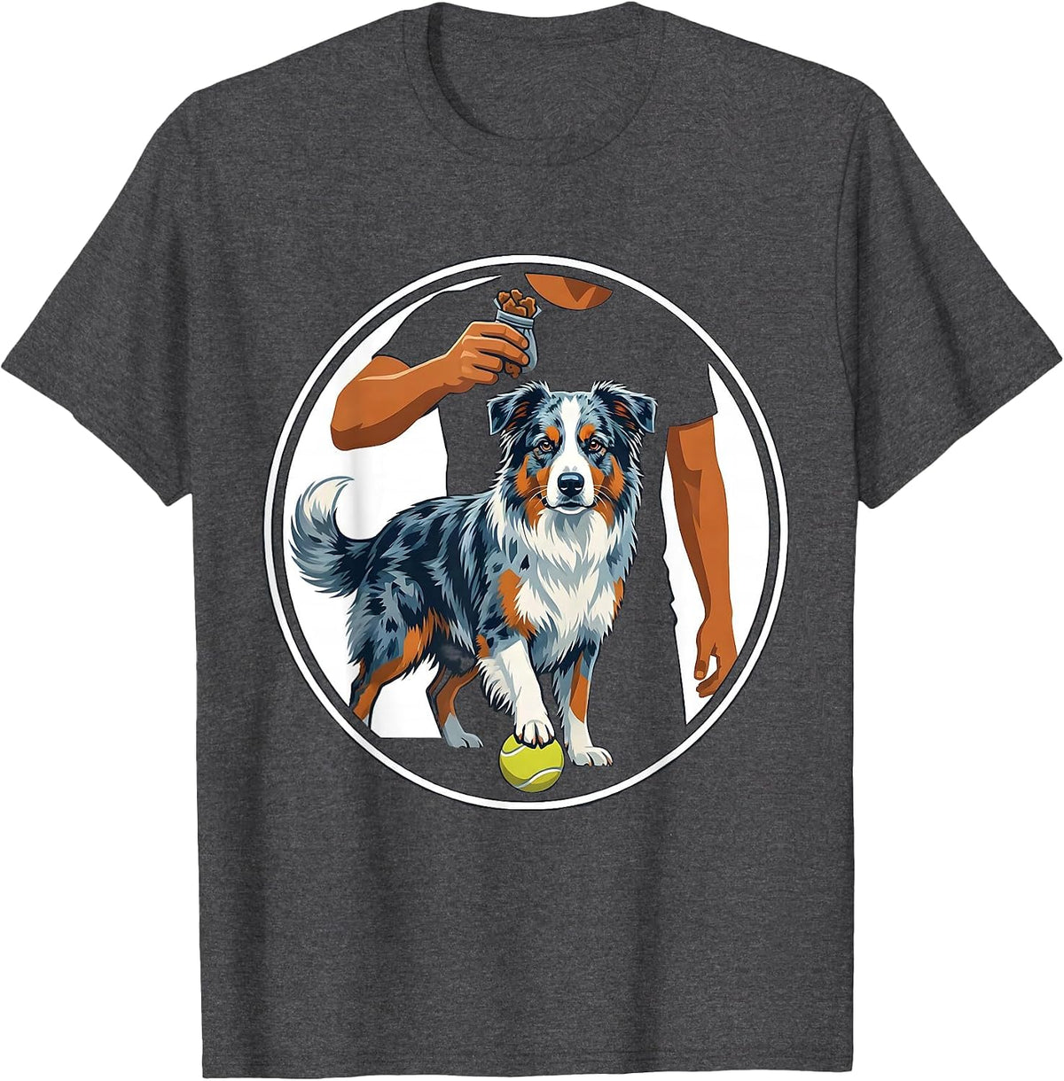 Men's Sealed Badge Blue-Merle Australian Shepherd Dog Mom Dad T-Shirt - Dark Heather Grey