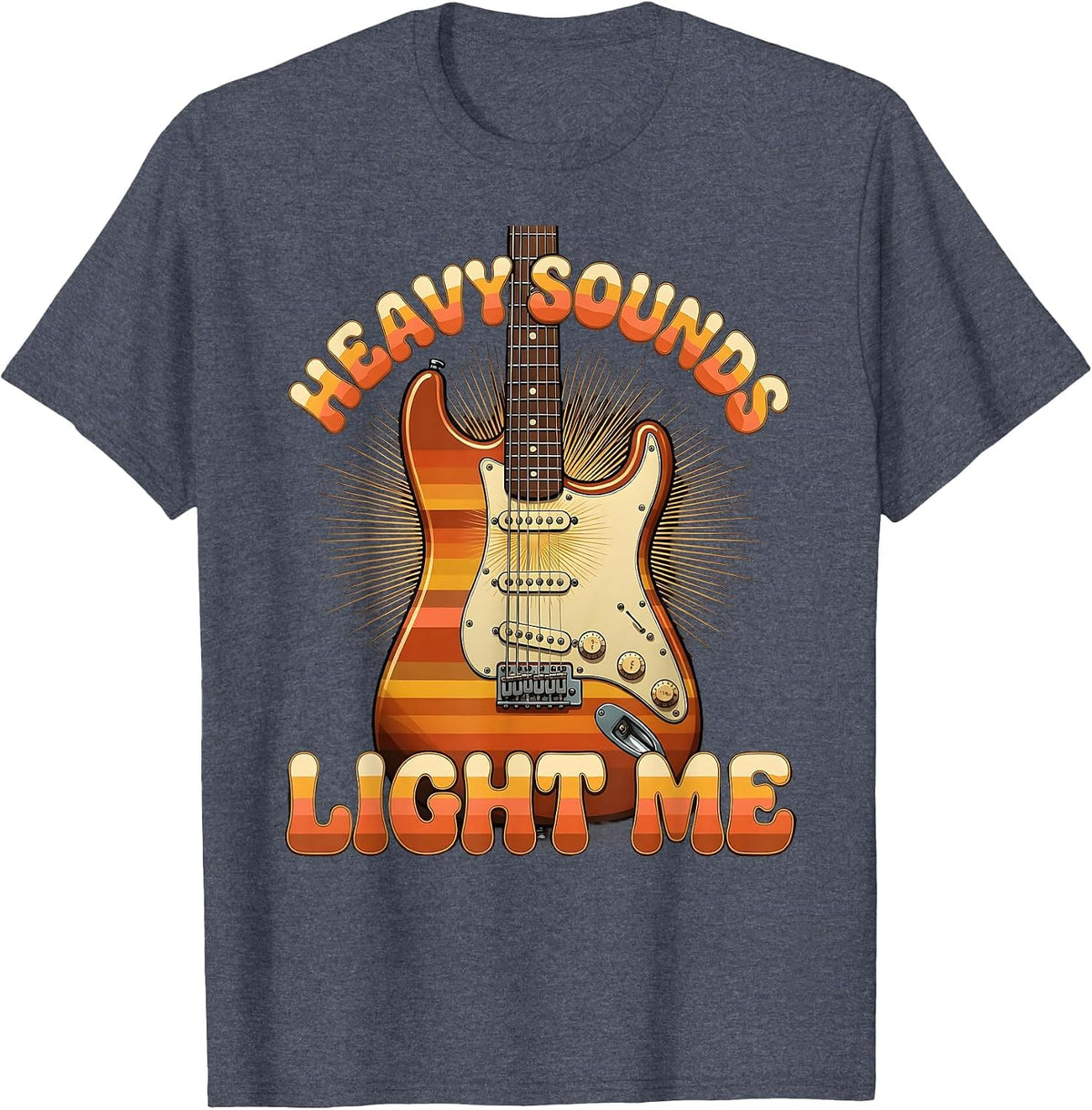 Heavy Sounds Light Me Grunge Music Design T-Shirt - Heather Blue