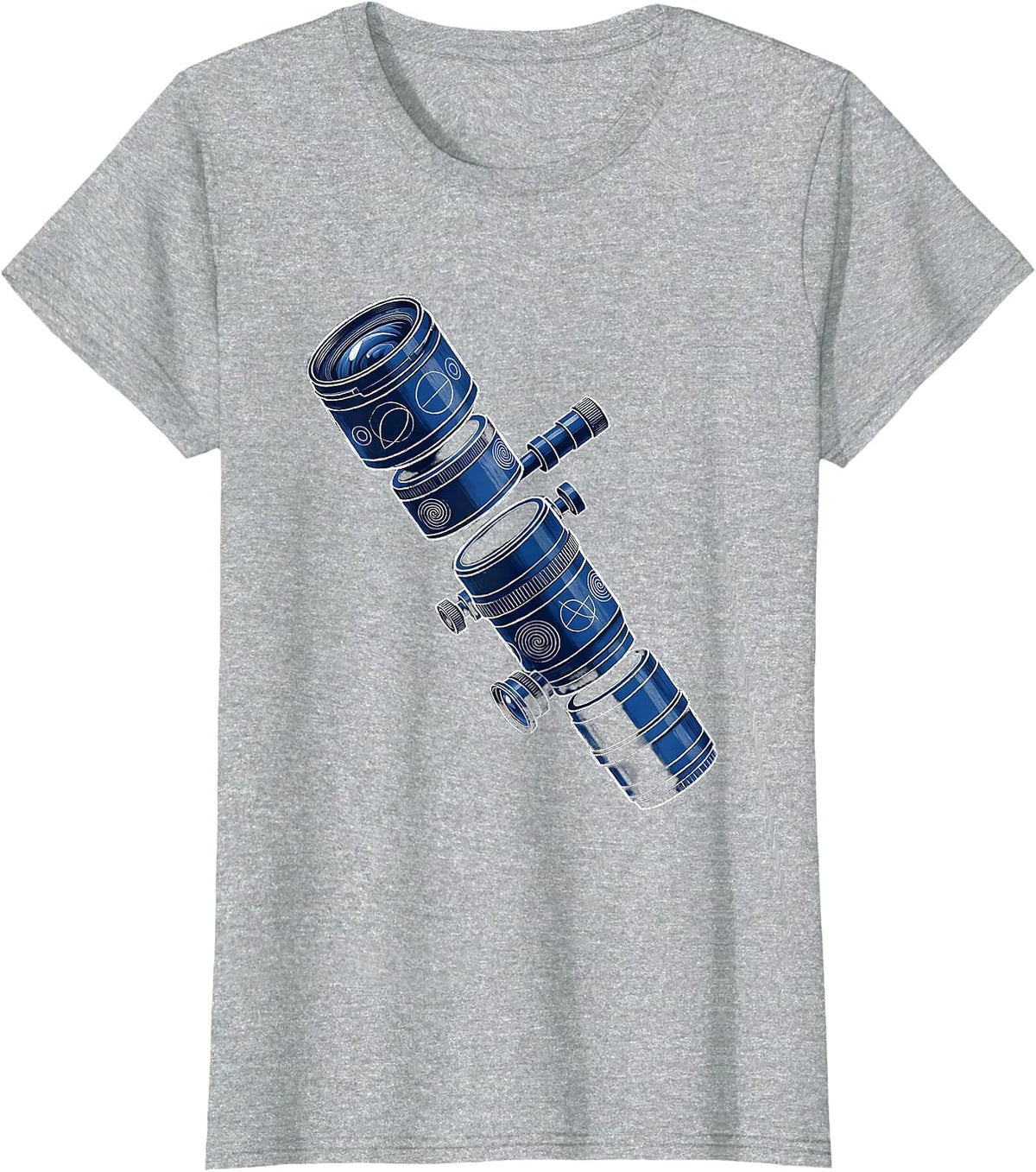 Telescope Math Equations Night Sky Science Design T-Shirt - Heather Grey