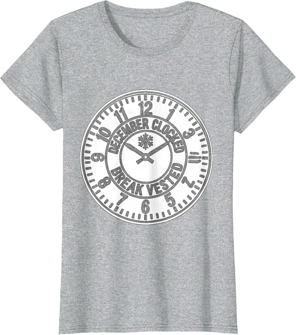December Clocked Break Vested Funny Teacher Christmas Break T-Shirt - Heather Grey