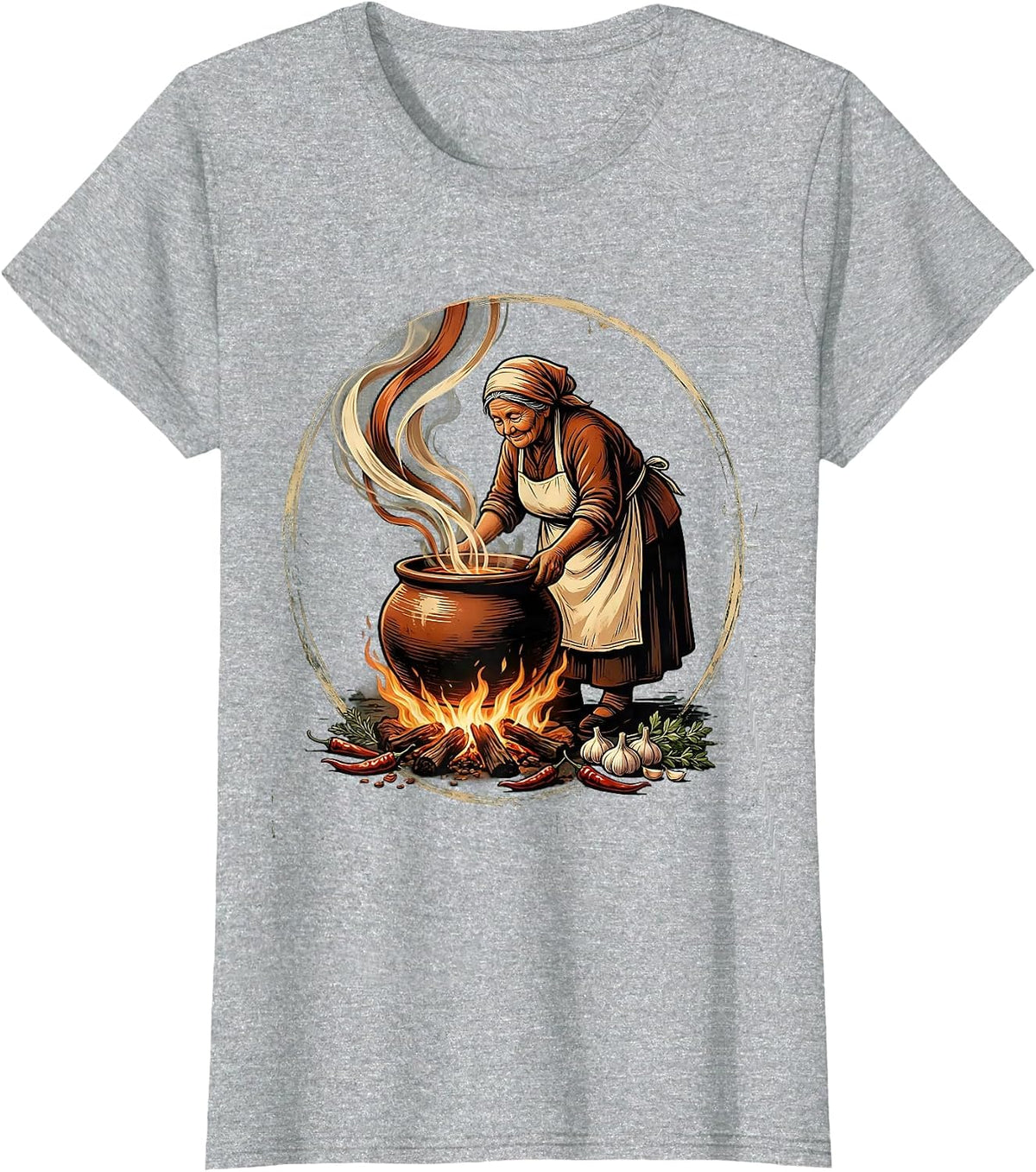 Women's Abuela Stirring Pot Hispanic Heritage Month T-Shirt - Heather Grey