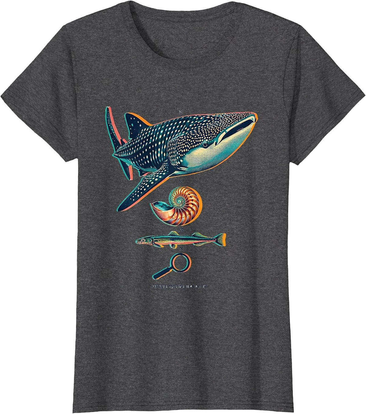 Women's Future Marine Biologist Cute Whale Shark Ocean Science T-Shirt - Dark Heather Grey