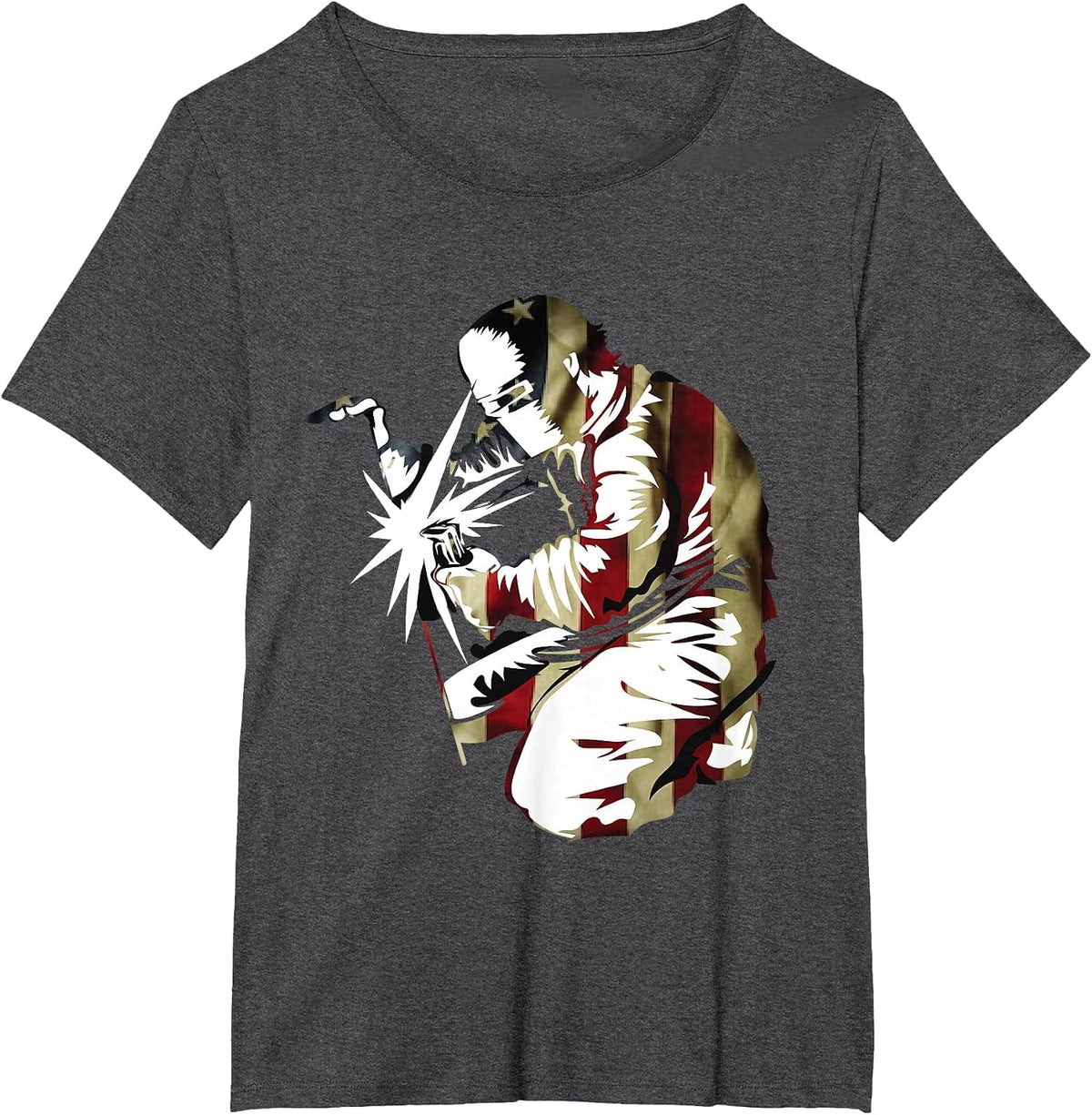 Patriotic American Welder with US Men Welding T-Shirt - Dark Heather Grey