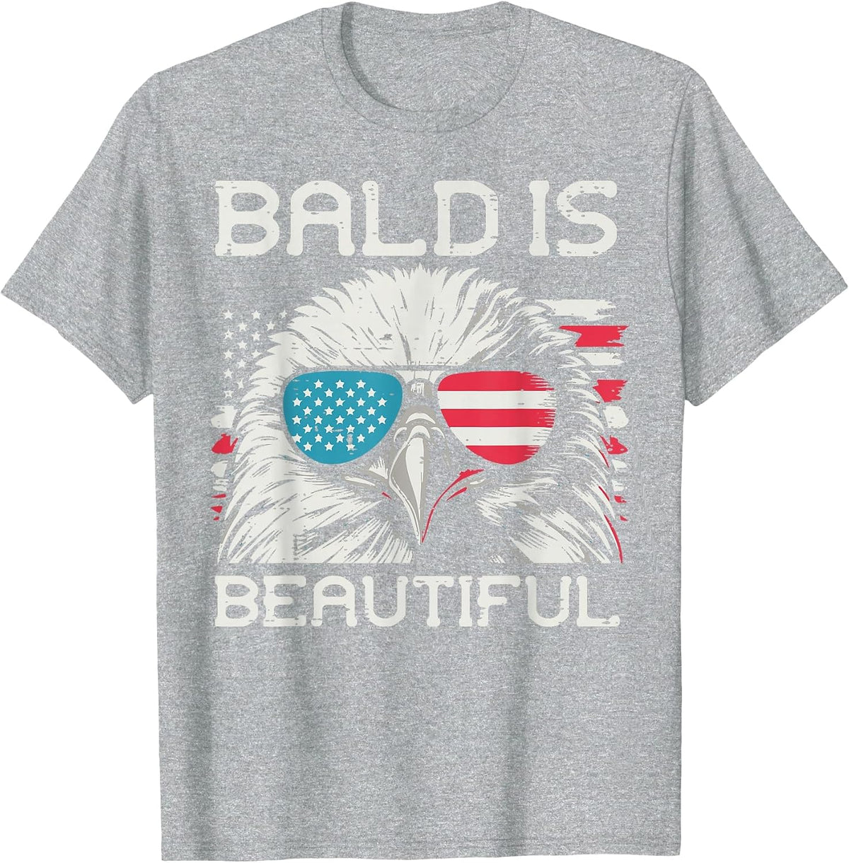 4th of July Eagle Bald Beautiful USA American Women Men Kids T-Shirt - Heather Grey