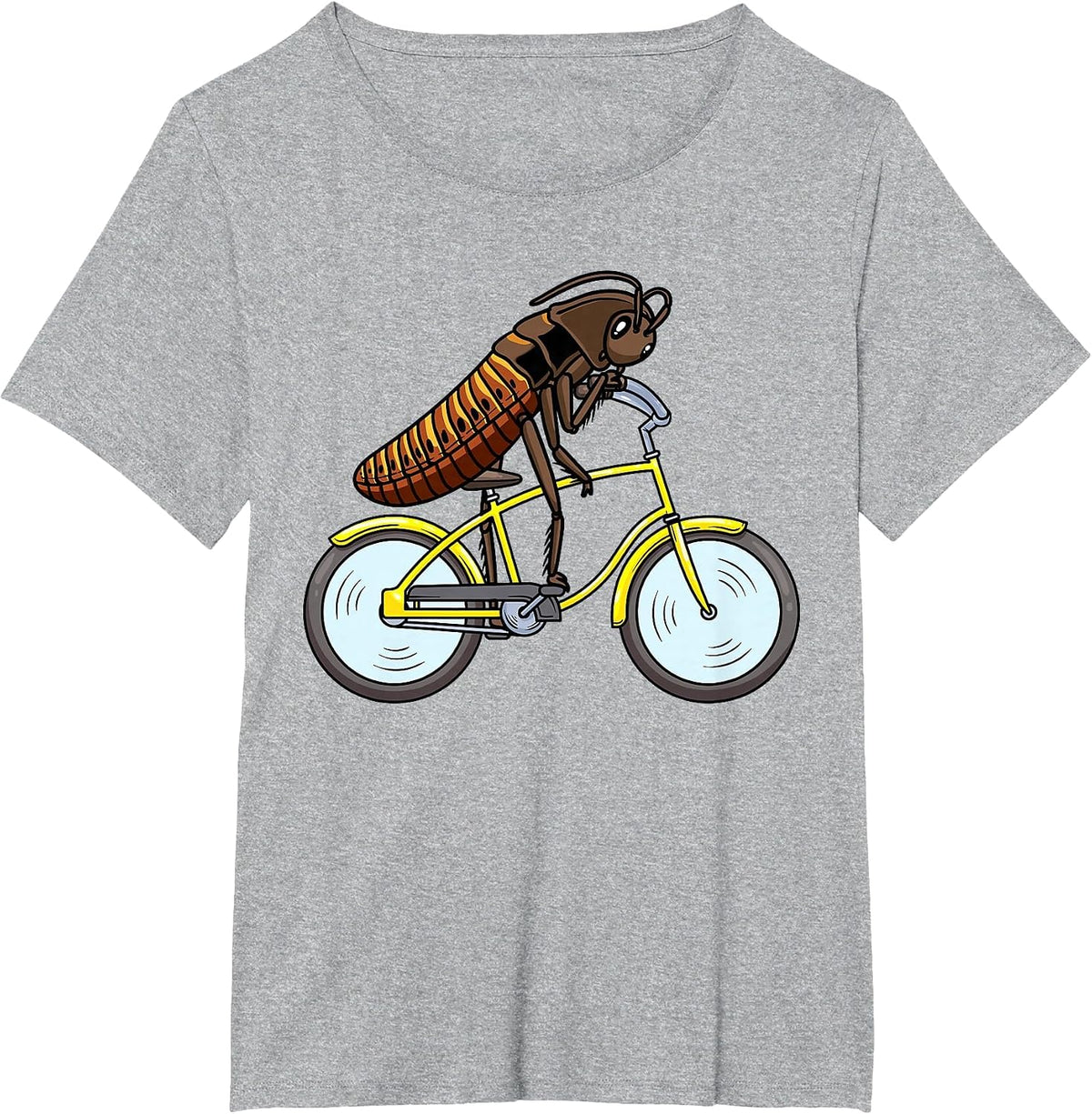Madagascar Cockroach on a Bicycle Cyclist T-Shirt - Heather Grey