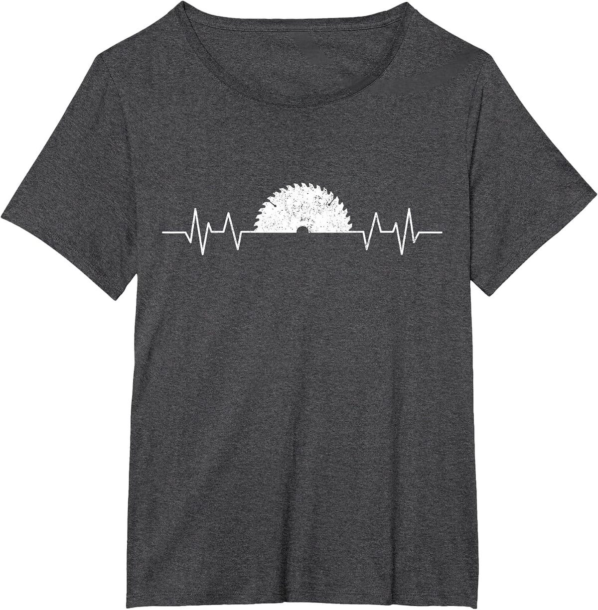 Saw Heartbeat Carpenters Woodworker Joinery Funny T-Shirt - Dark Heather Grey