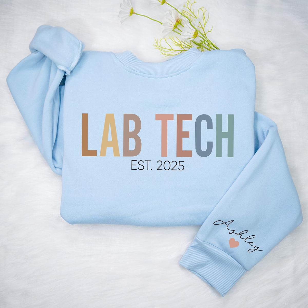 Personalized LAB Tech Sweatshirt, Custom Medical Scientist Shirt, Lab Technician Gift, Gift for Science Professional - size