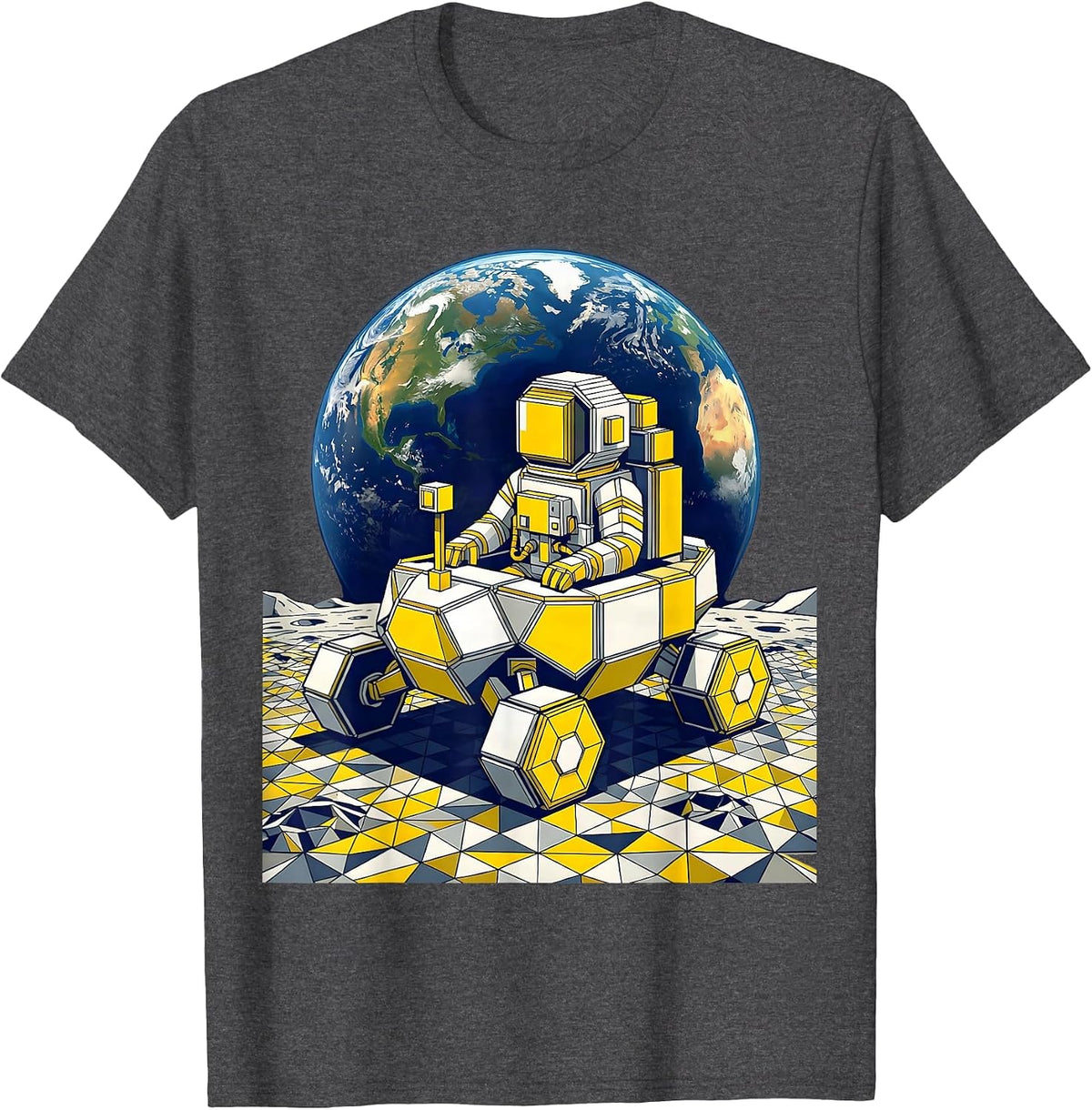 Astronaut Moon Rover Space Exploration Graphic T-Shirt - Dark Heather Grey