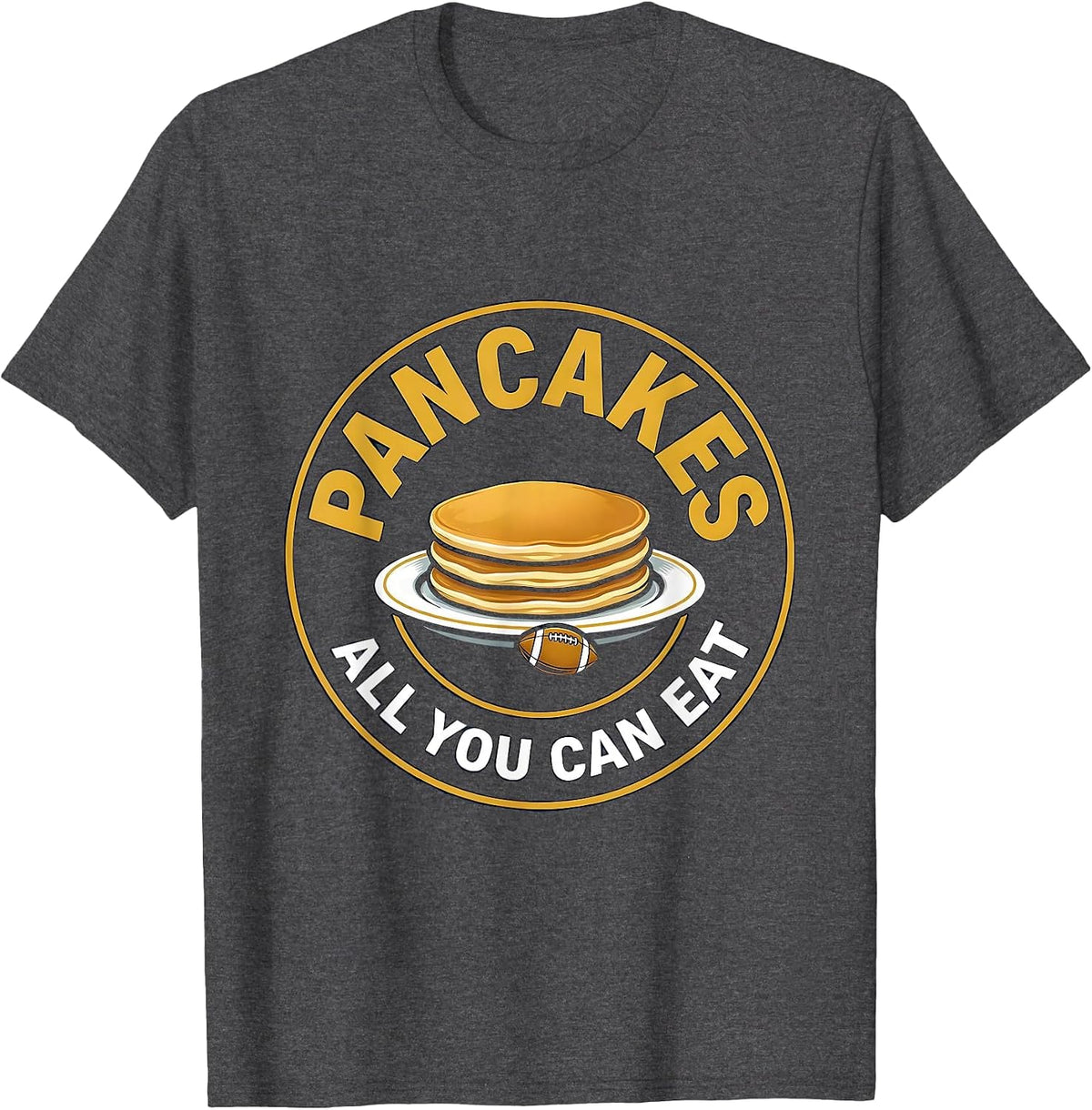 Pancakes All You Can Eat Funny Football Lineman Vintage T-Shirt - Dark Heather Grey
