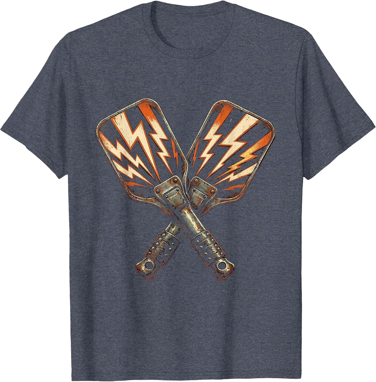 EMT Defibrillator Paddles Lightning Bolt Graphic T-Shirt - Heather Blue