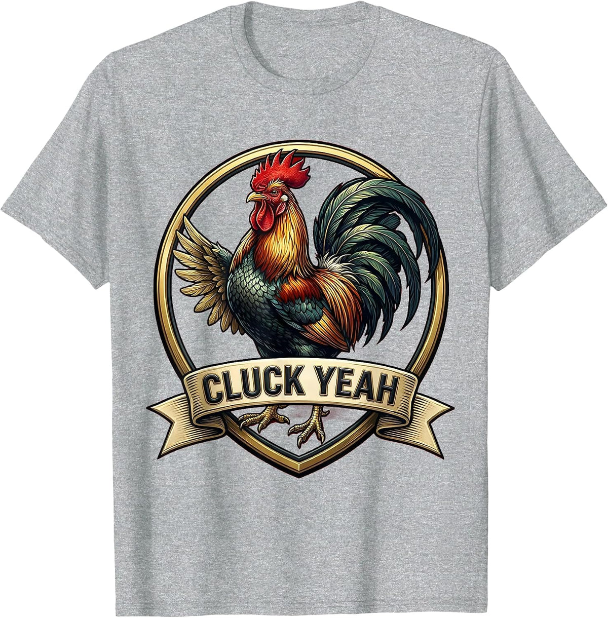 Men's Cluck Yeah Funny Chicken Design T-Shirt - Heather Grey