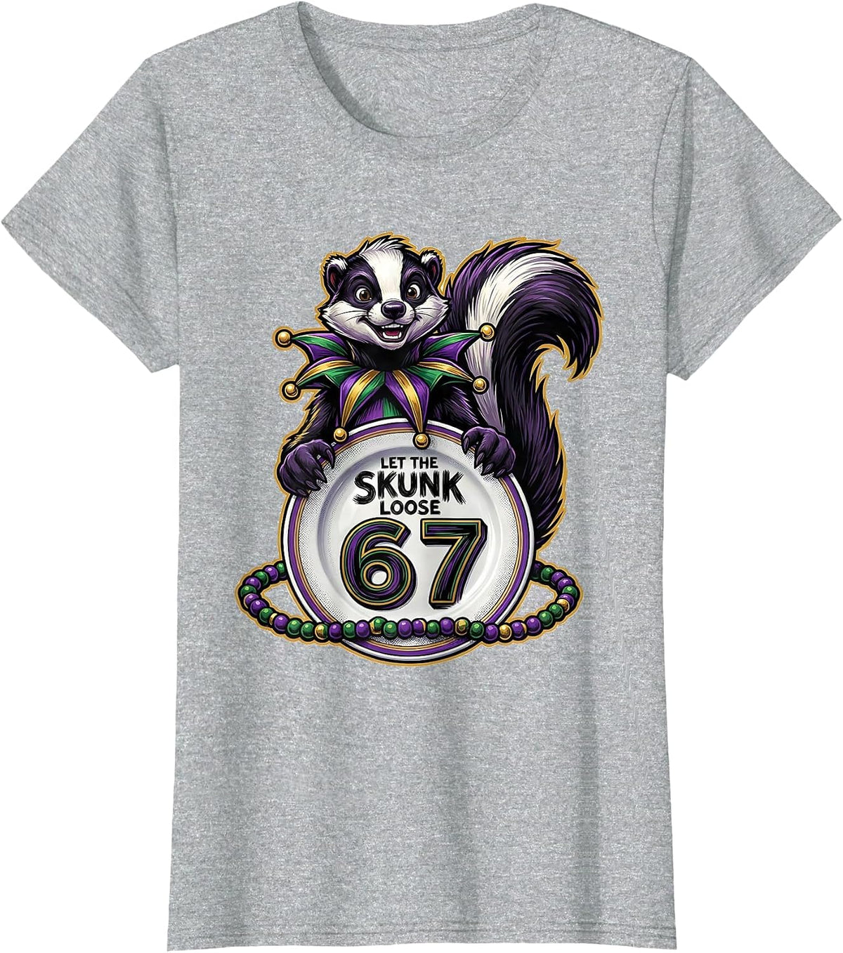 Let The Skunk Loose, 6 7 Mardi Gras Jester Meme Kids T-Shirt - Heather Grey