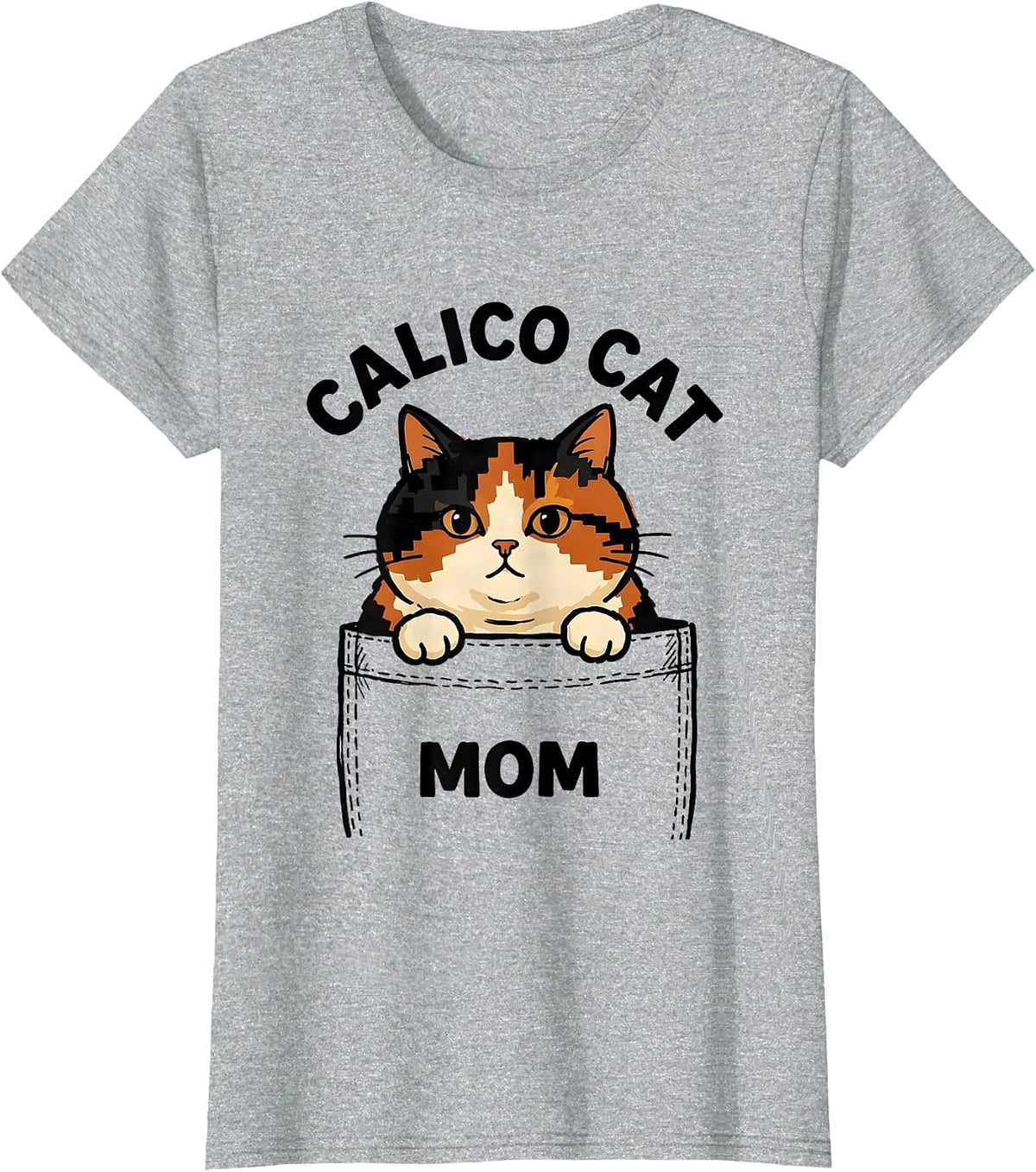 Calico Cat Mom Cute Cat Lover Pet Pocket T-Shirt - Heather Grey