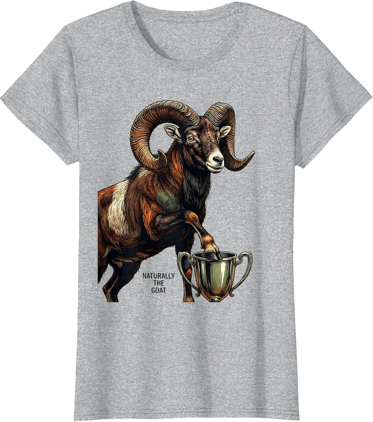 Women's Naturally The GOAT Funny Farm Animal Humor Novelty T-Shirt - Heather Grey