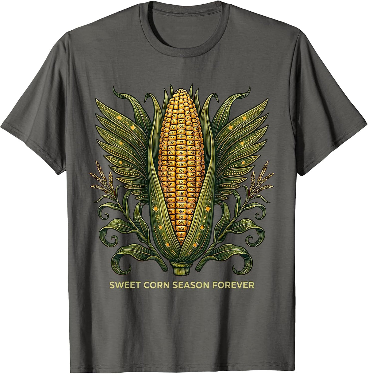 Sweet Corn Season Forever Graphic Design T-Shirt - Asphalt Grey