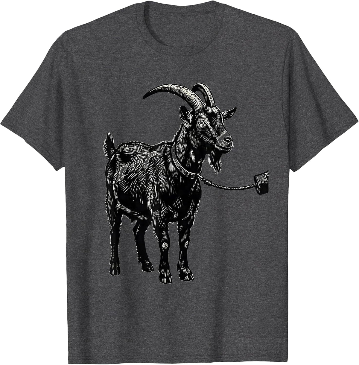 Goat Profile Linocut Farm Animal Humor T-Shirt - Dark Heather Grey