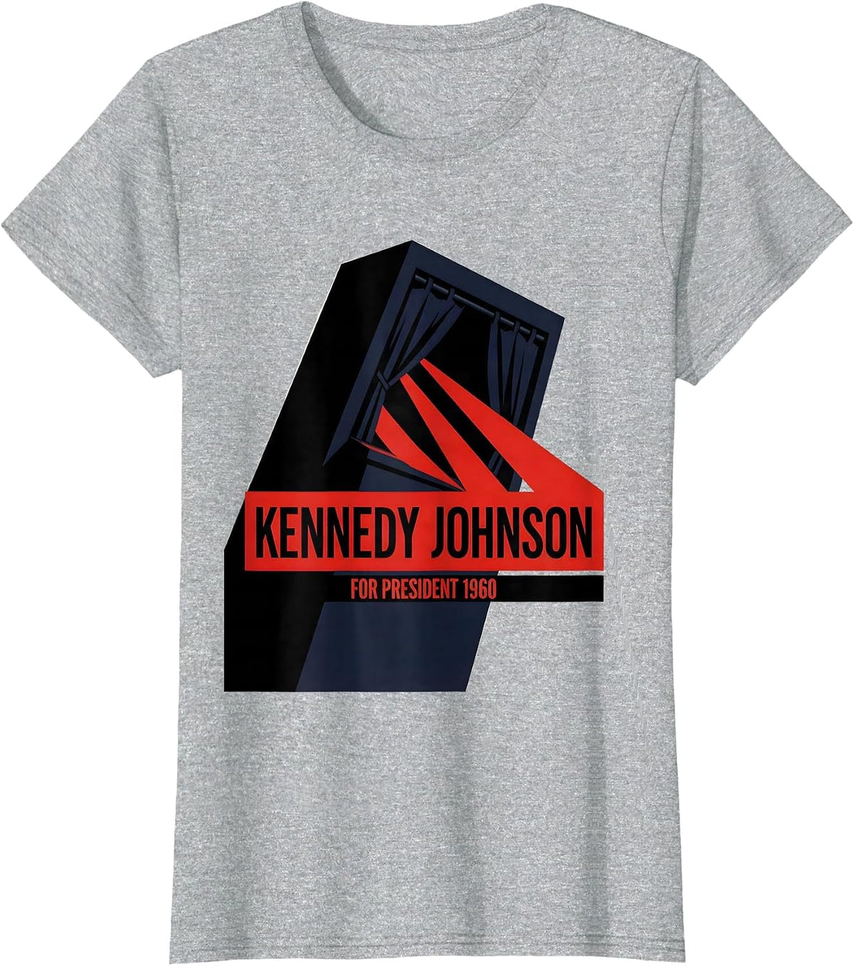 Women's Kennedy Johnson For President 1960 Retro Campaign Nostalgic T-Shirt - Heather Grey