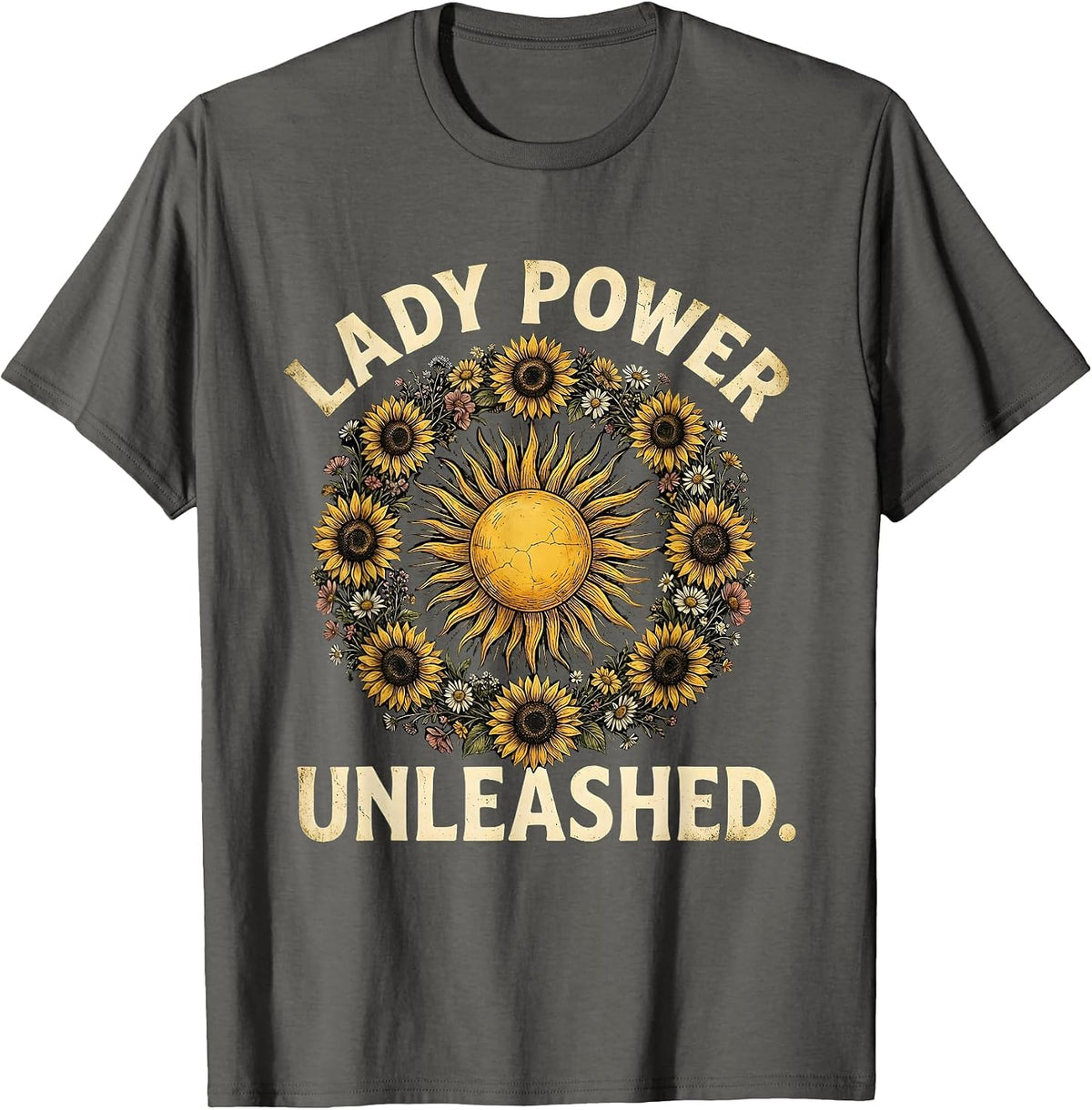 Do It Lady Power Unleashed Empowerment Design T-Shirt - Asphalt Grey