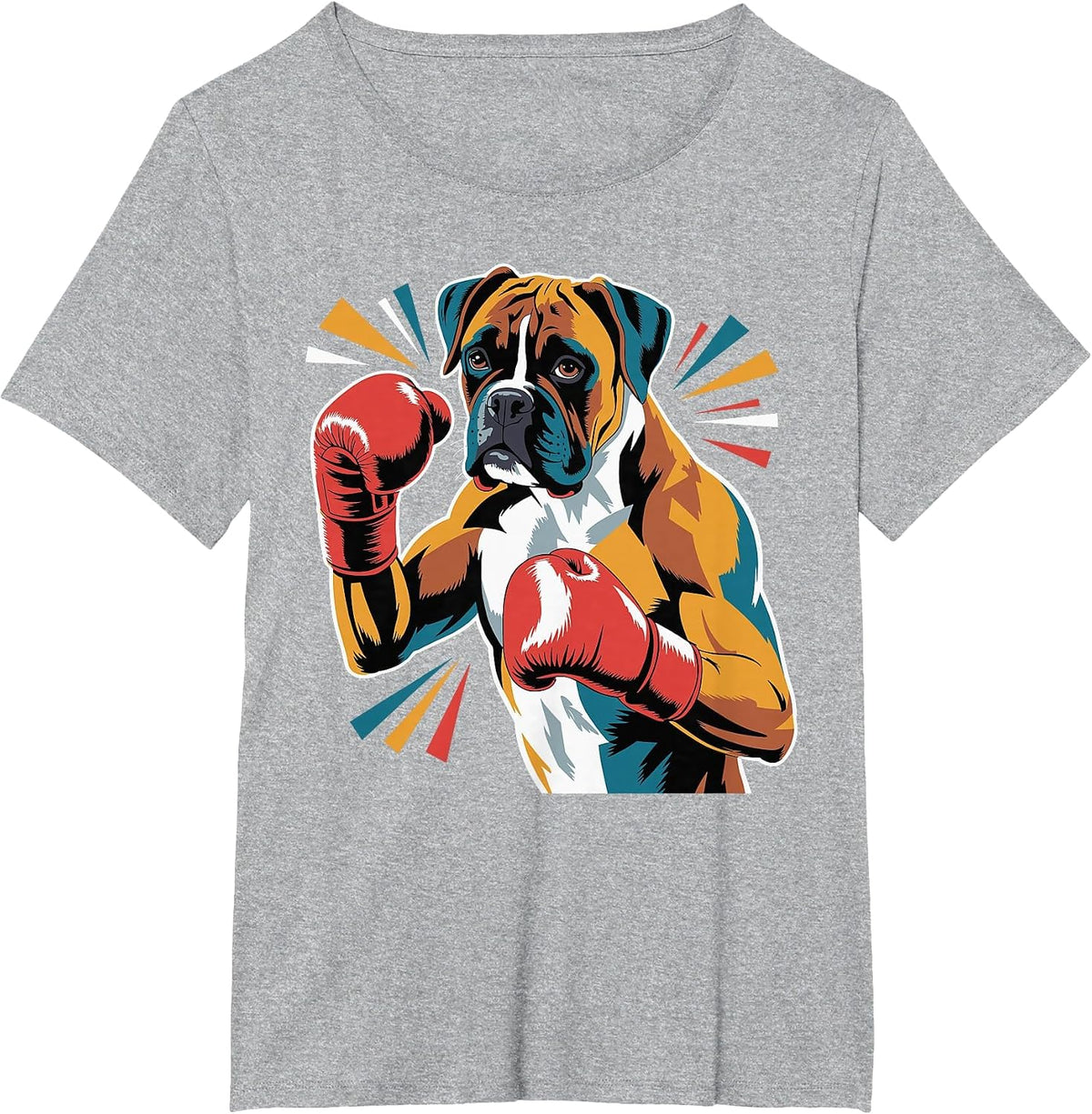Colorful Funny Boxing Dog Lovers Kickboxing Boxer Training T-Shirt - Heather Grey
