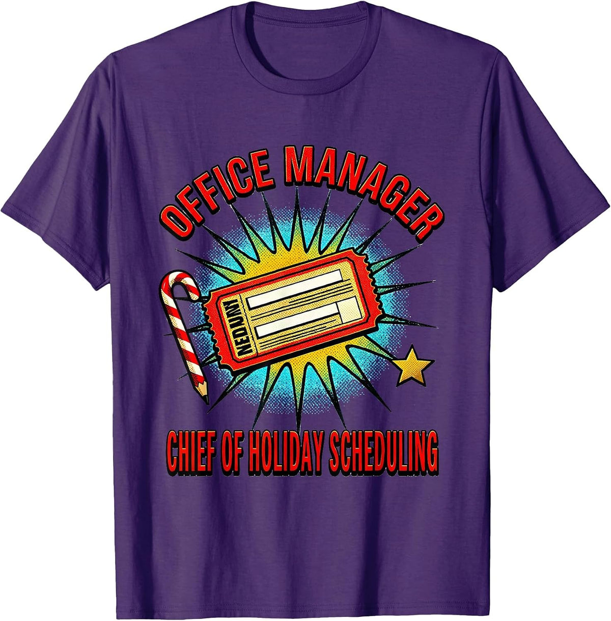 Office Manager Chief of Holiday Scheduling Funny T-Shirt - Purple