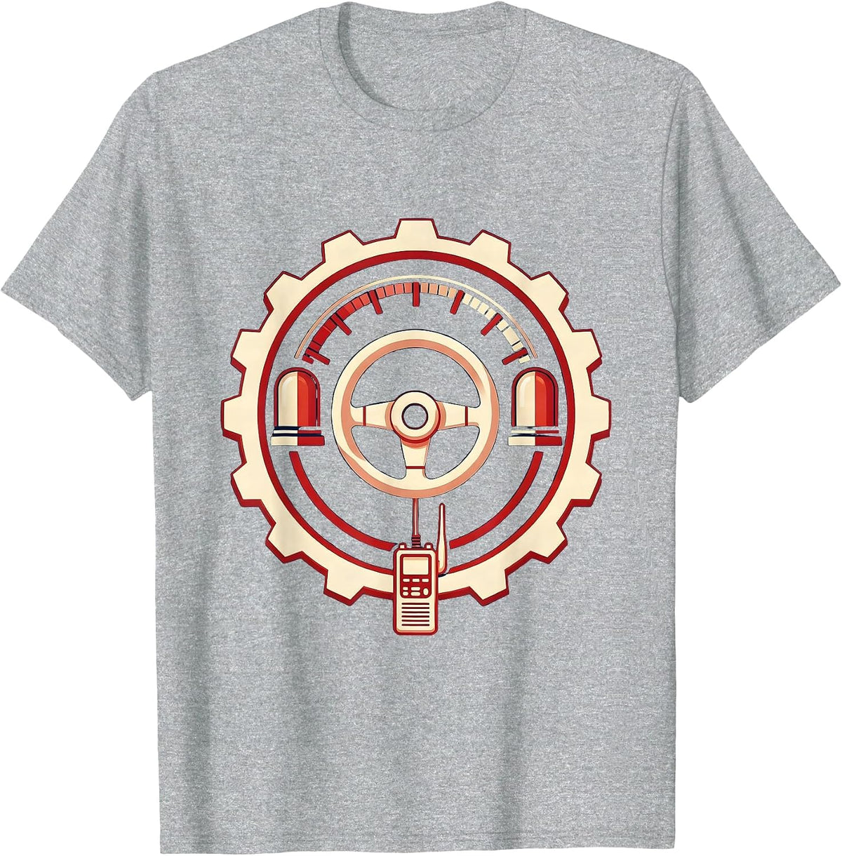 Men's EMT Ambulance Dashboard Emergency Lights Graphic T-Shirt - Heather Grey