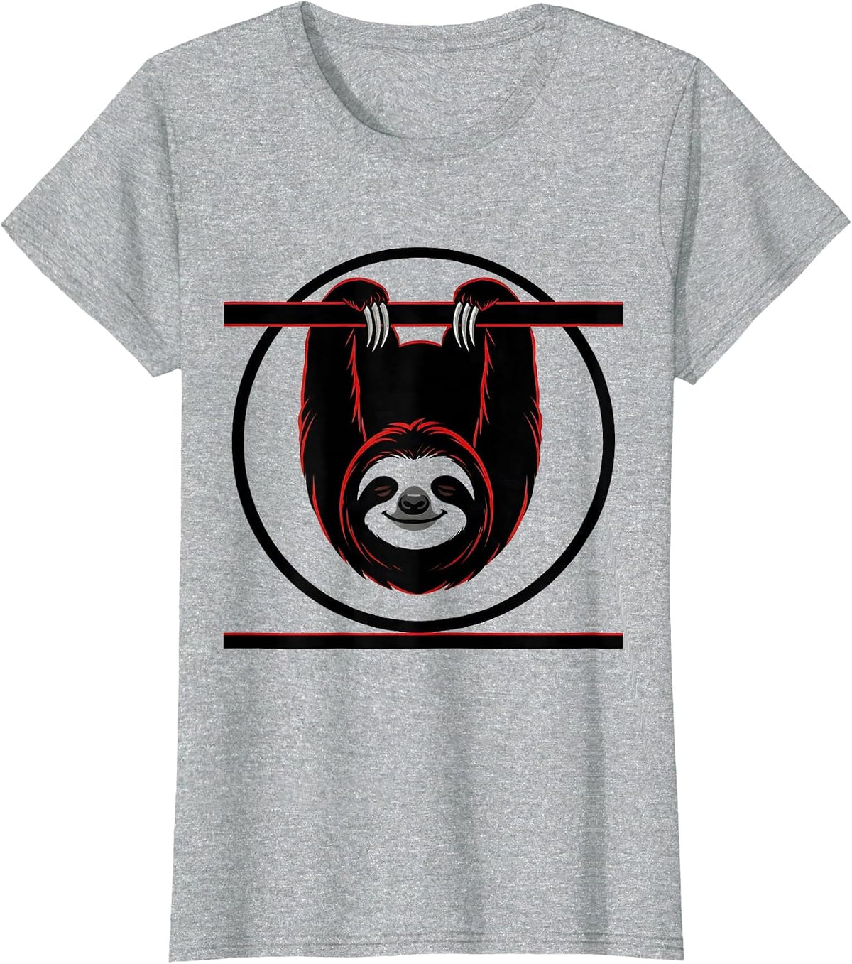 Women's Smug Sloth Sarcastic Upside Down Branch Art T-Shirt - Heather Grey