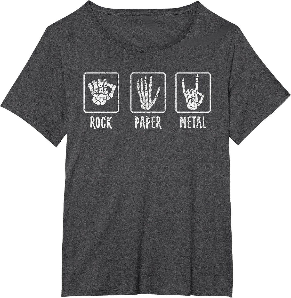 Heavy Metal Fan - Guitar and Skull Graphic T-Shirt - Dark Heather Grey