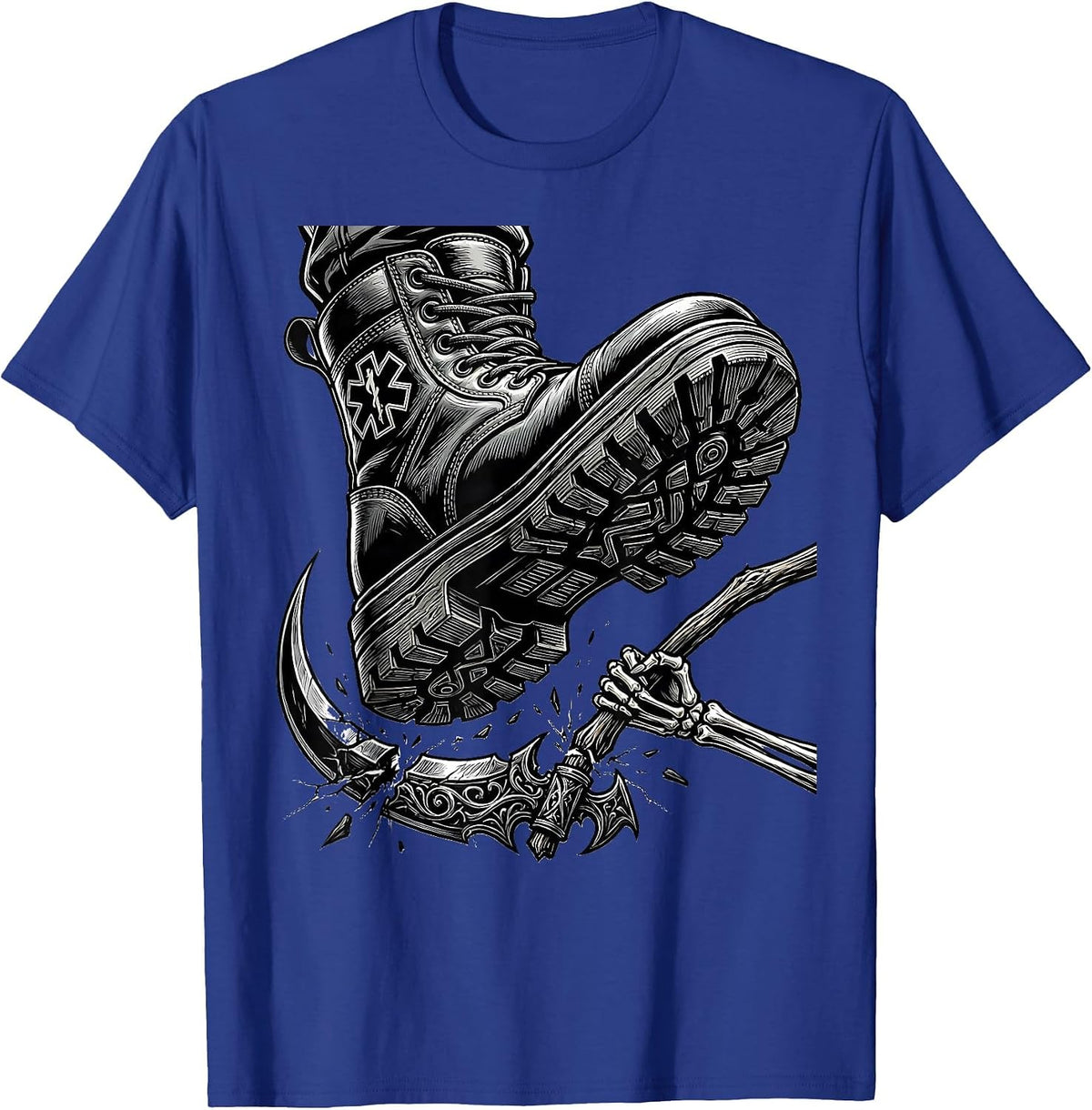 EMT First Responder Crushes Grim Reaper Scythe T-Shirt - Royal Blue