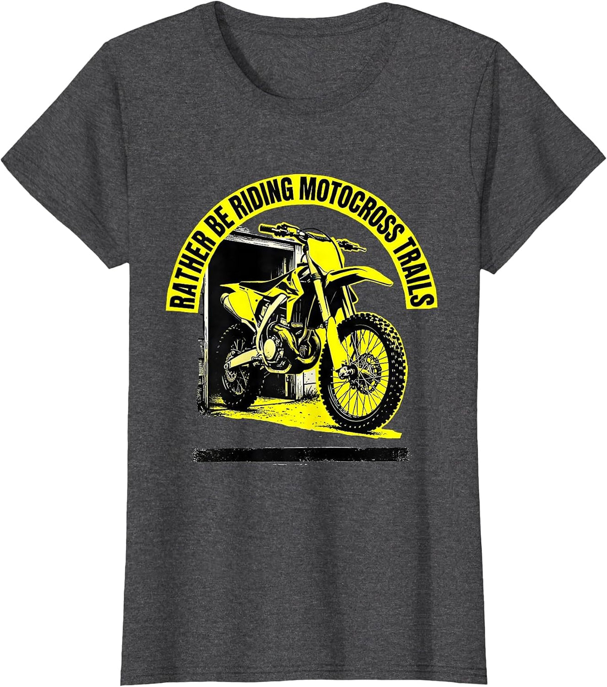 Women's Rather Be Riding Motocross Trails Funny Motocross Dirt Bike T-Shirt - Dark Heather Grey