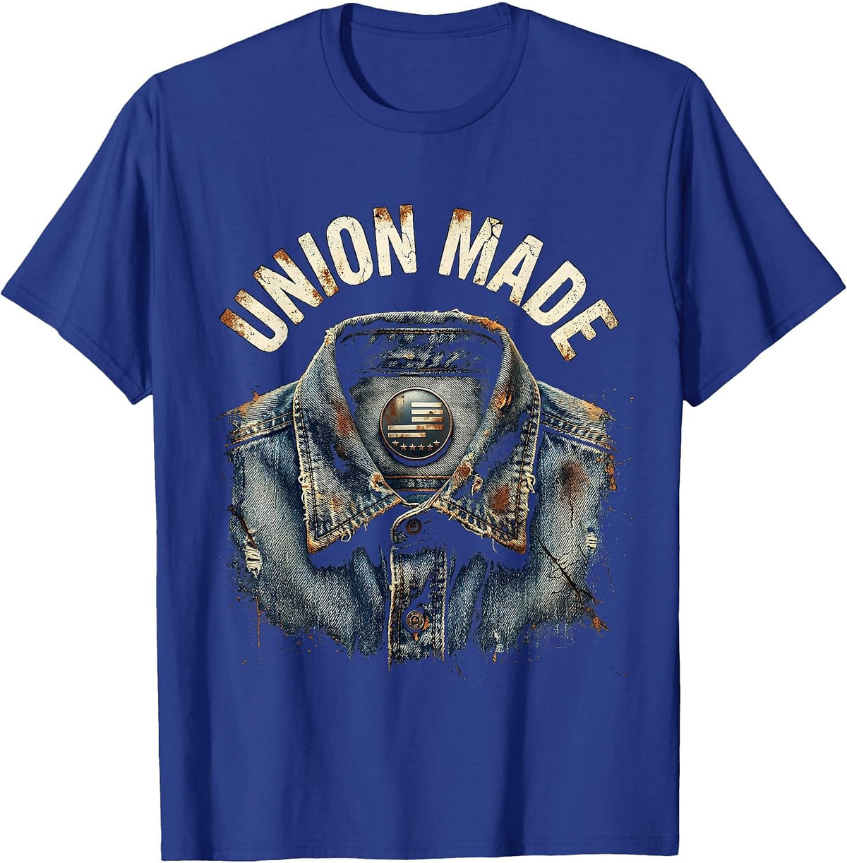 Men's Union Made Distressed Labor Day Union Worker Pride T-Shirt - Royal Blue
