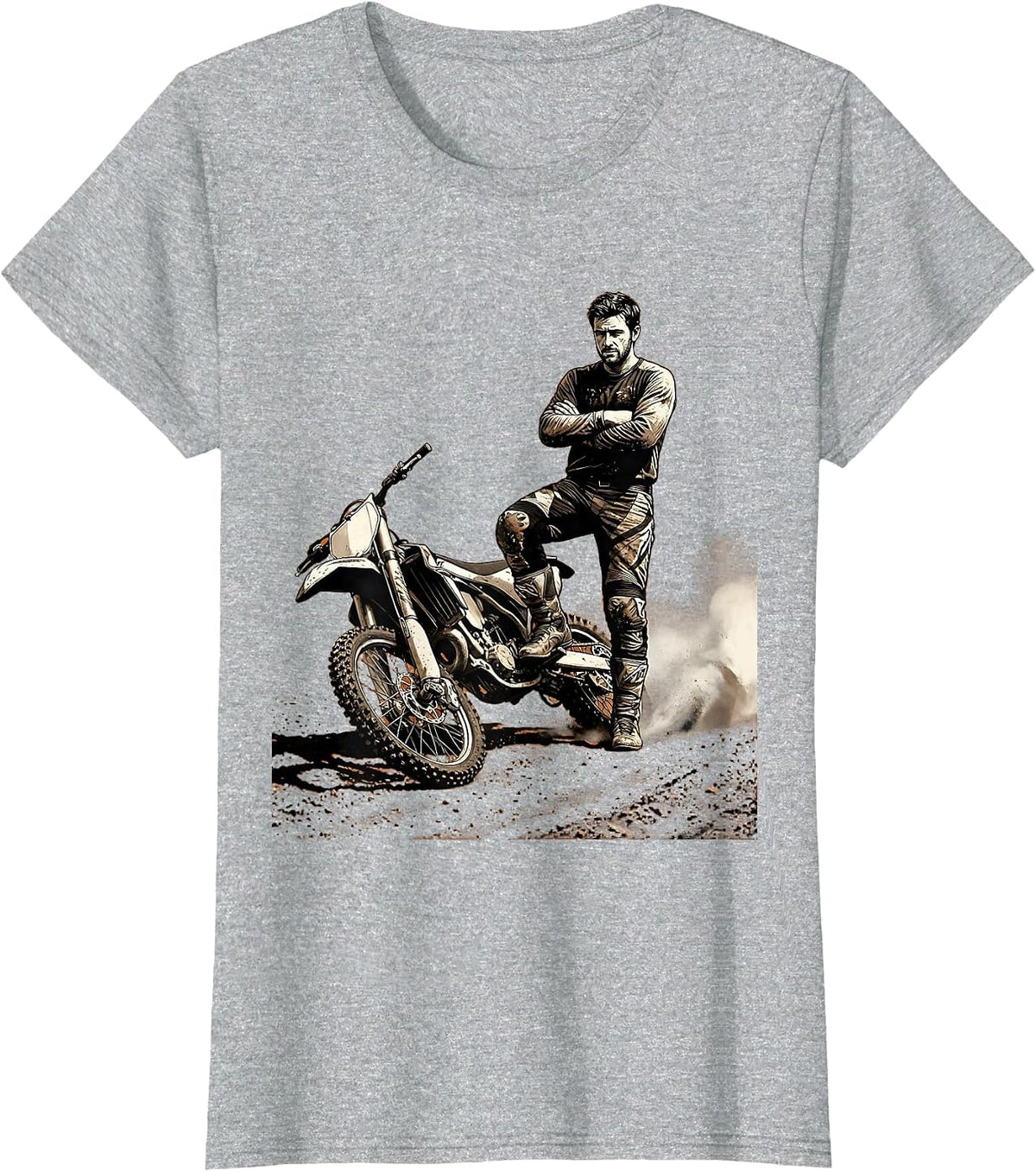 Women's Dirt Bike Rider Crash Pose Funny Motocross Gear T-Shirt - Heather Grey