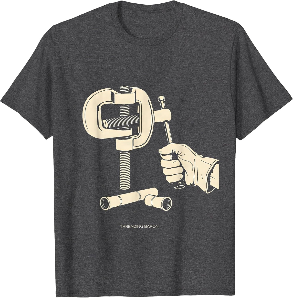 Men's Threading Baron Funny Plumber Pipefitter Occupational Humor T-Shirt - Dark Heather Grey