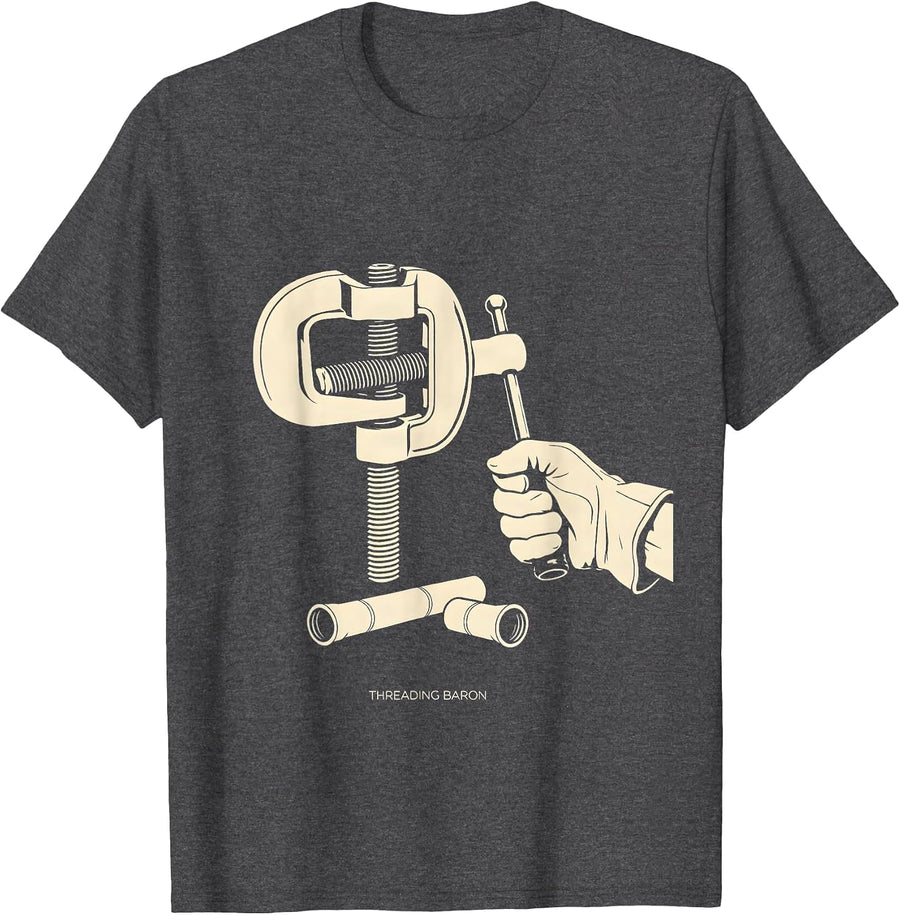 Men's Threading Baron Funny Plumber Pipefitter Occupational Humor T-Shirt - Dark Heather Grey