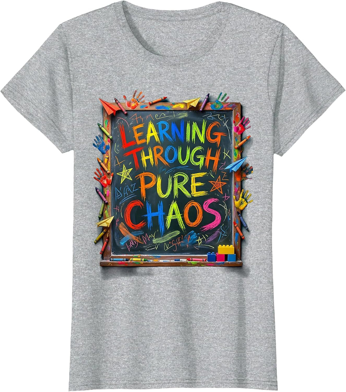 Kindergarten Learning Through Pure Chaos Design T-Shirt - Heather Grey