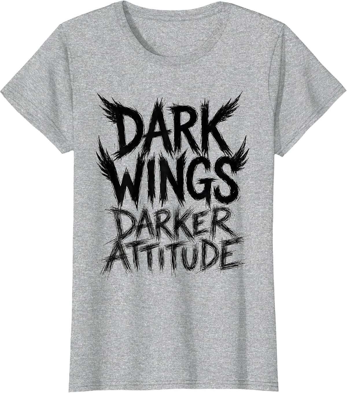 Dark Wings Darker Attitude Crow Graphic Design T-Shirt - Heather Grey