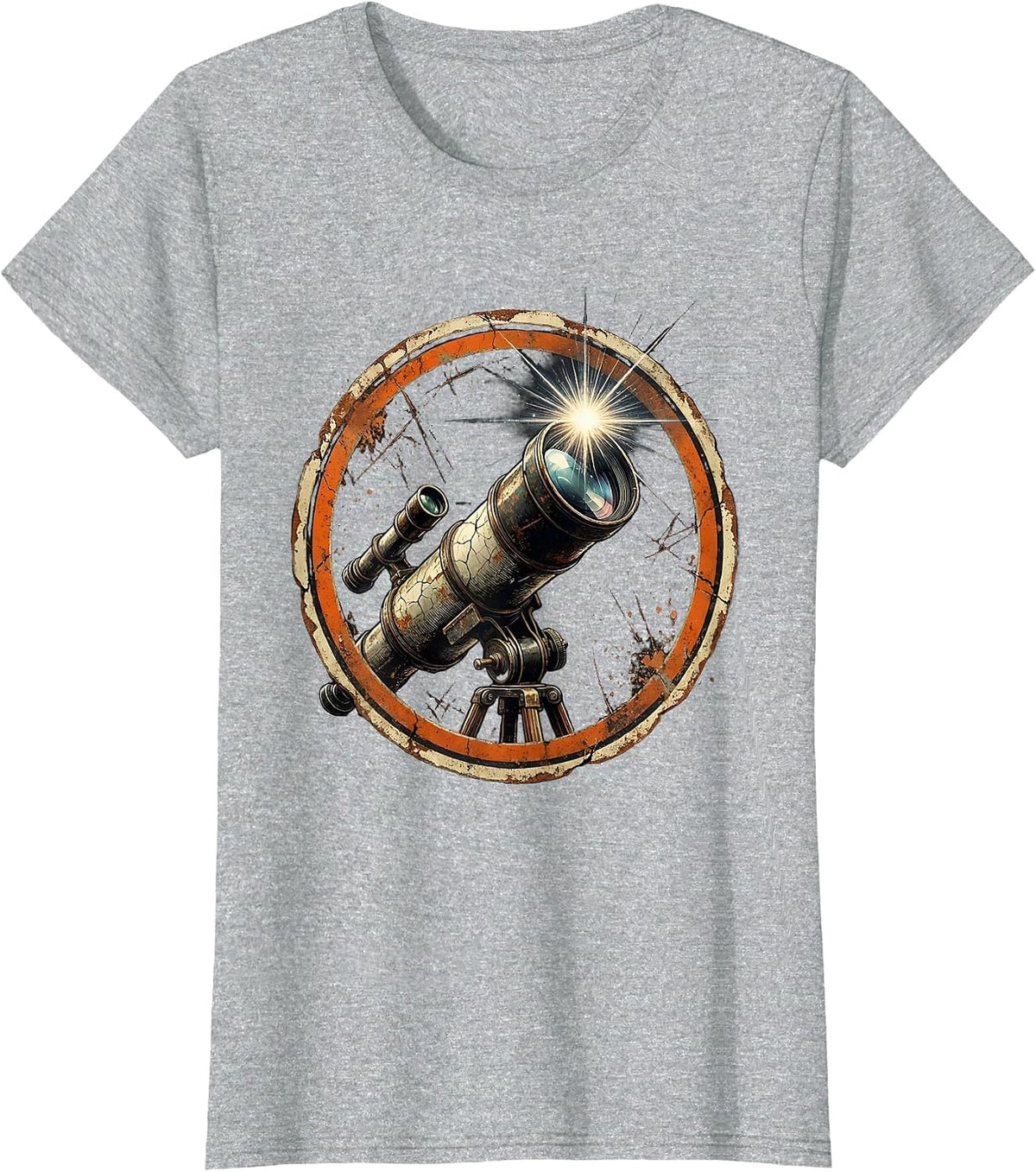 Telescope New Star Discovery Astronomy Art T-Shirt - Heather Grey