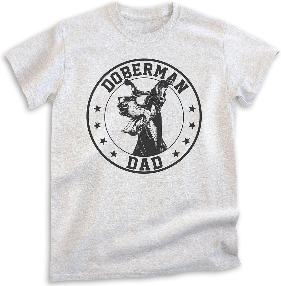 EVERTREE CLOTHING Doberman Dad T-Shirt, Unisex Men's Shirt, Doberman Pinscher Owner, Best Dog Dad Gift - Heather Ash