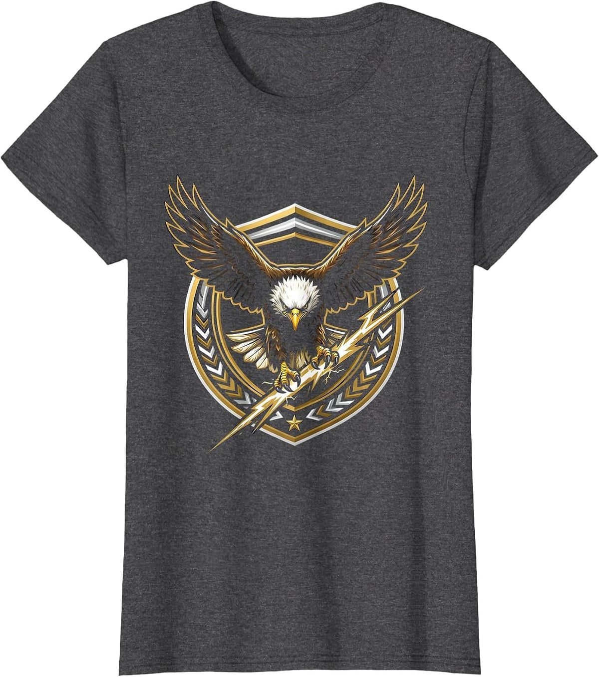 Women's Master Debater Eagle Lightning Bolt Graphic T-Shirt - Dark Heather Grey