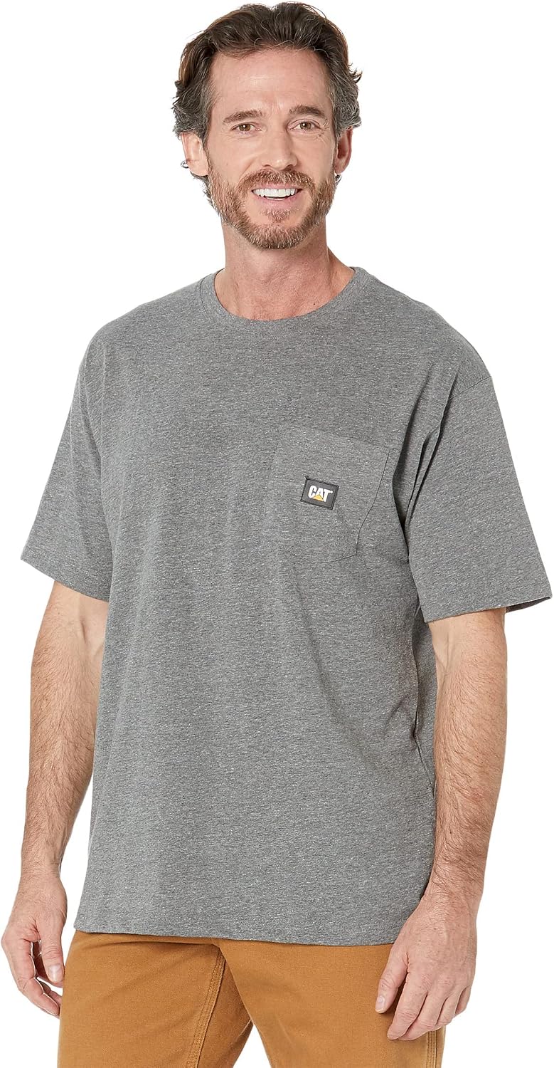 CAT Men's Label Pocket Short Sleeve T-Shirt - Dark Heather Grey