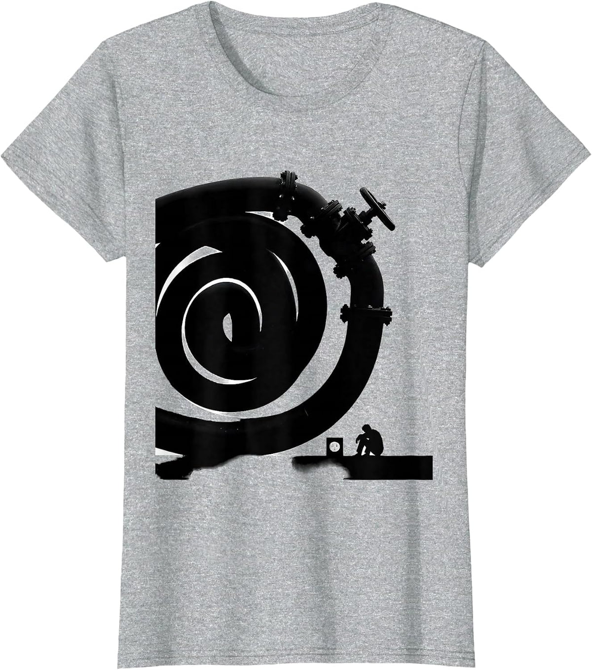 Massive Pipe Run Funny Plumber Occupation Humor T-Shirt - Heather Grey