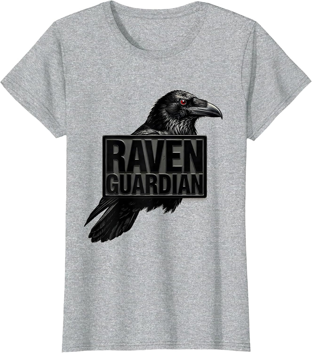 Women's Raven Guardian Gothic Nature Bird Lover Dark Whimsical Art T-Shirt - Heather Grey